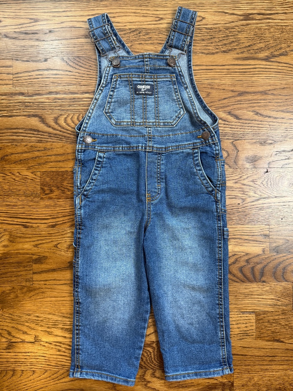 OshKosh B'gosh Kids Toddler Classic Rugged Dark Denim Overalls Size 2T